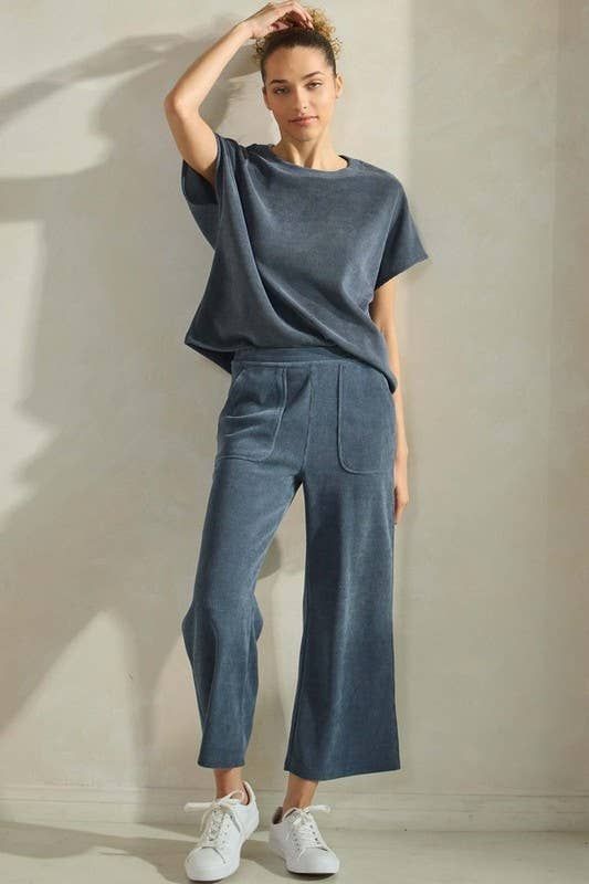 Wide Leg Corduroy Cropped Pants