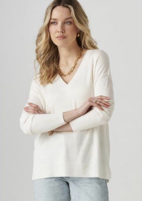 Charlie Paige Cashmere Sweater, Color: White, Size: S/M