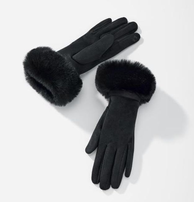 Black Faux Suede Gloves