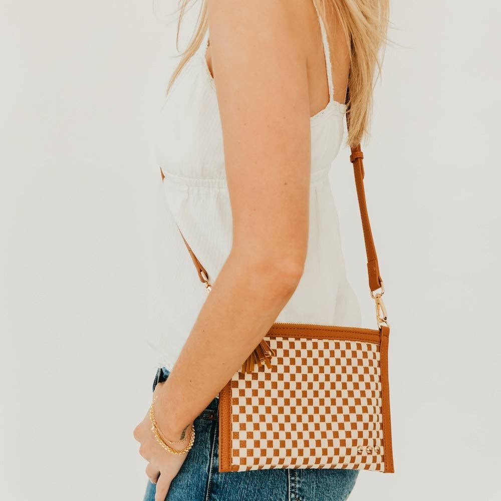Veda Woven Crossbody &amp; Clutch, Color: Checkered Brown