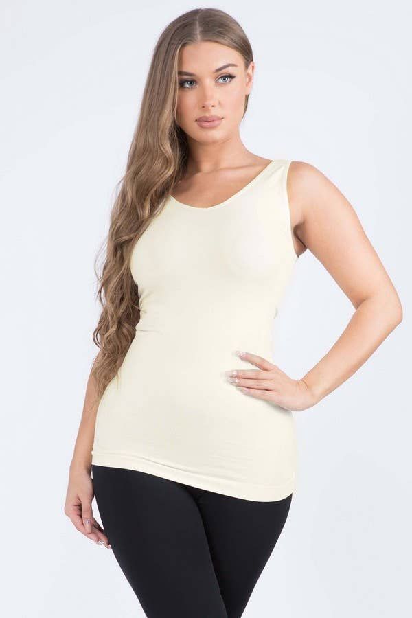 Reversible Seamless Tank, Color: Ivory, Size: OS