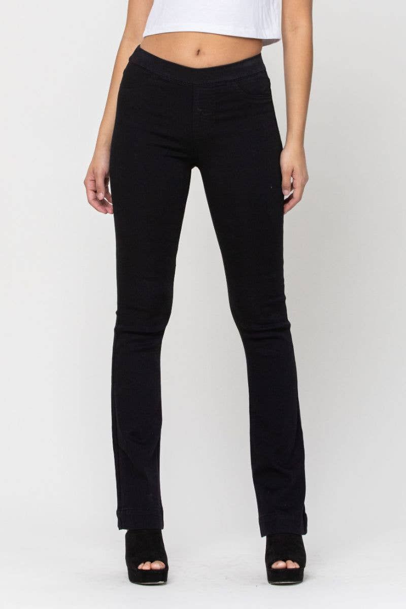 Cello Black Mid-Rise Flare Jeggings, Size: M