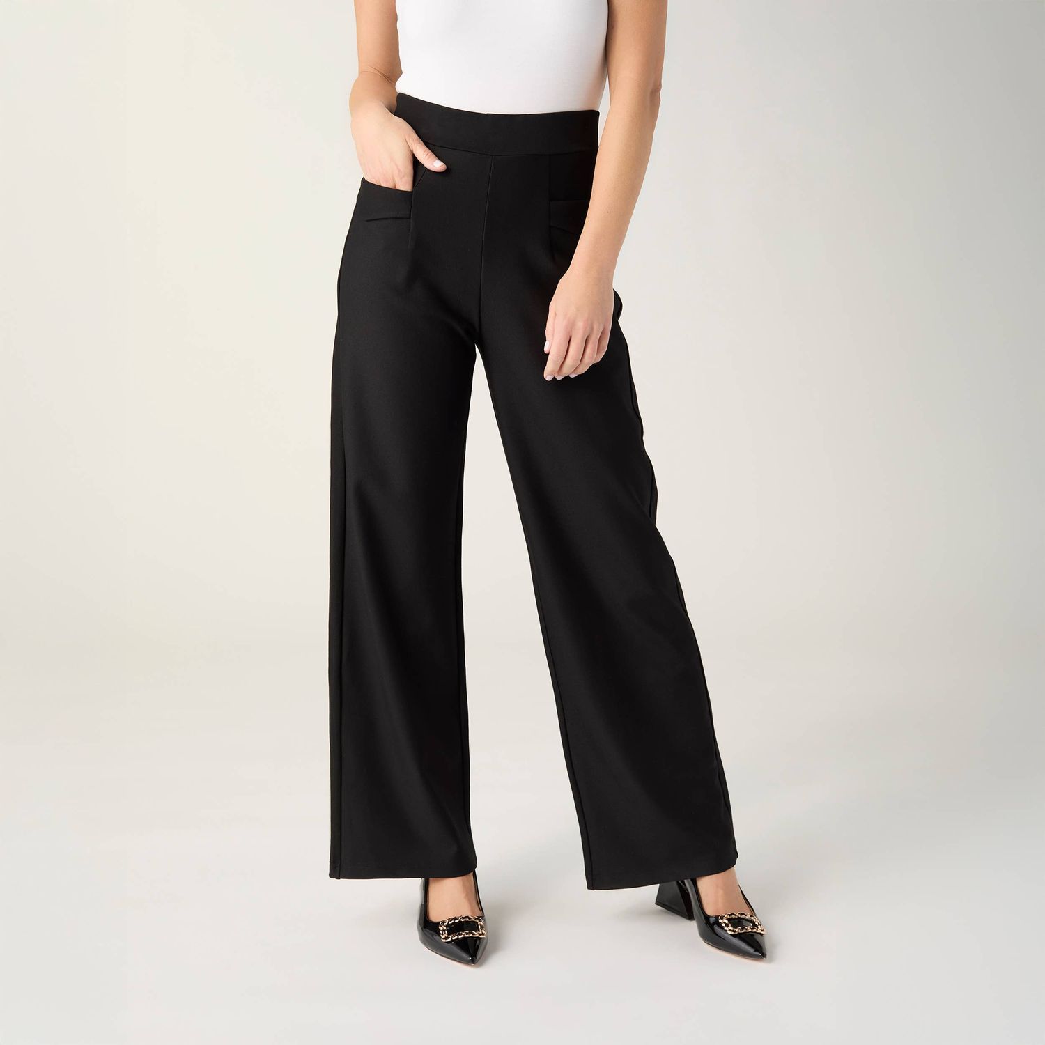 Coco + Carmen Celyse Tailored Wide-Leg Pants, Color: Black, Size: XS