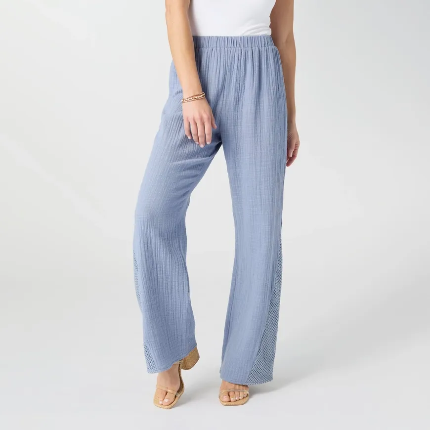 COCO + CARMEN Cynthia Pull-On Pant with Crochet, Color: Chambray, Size: XS