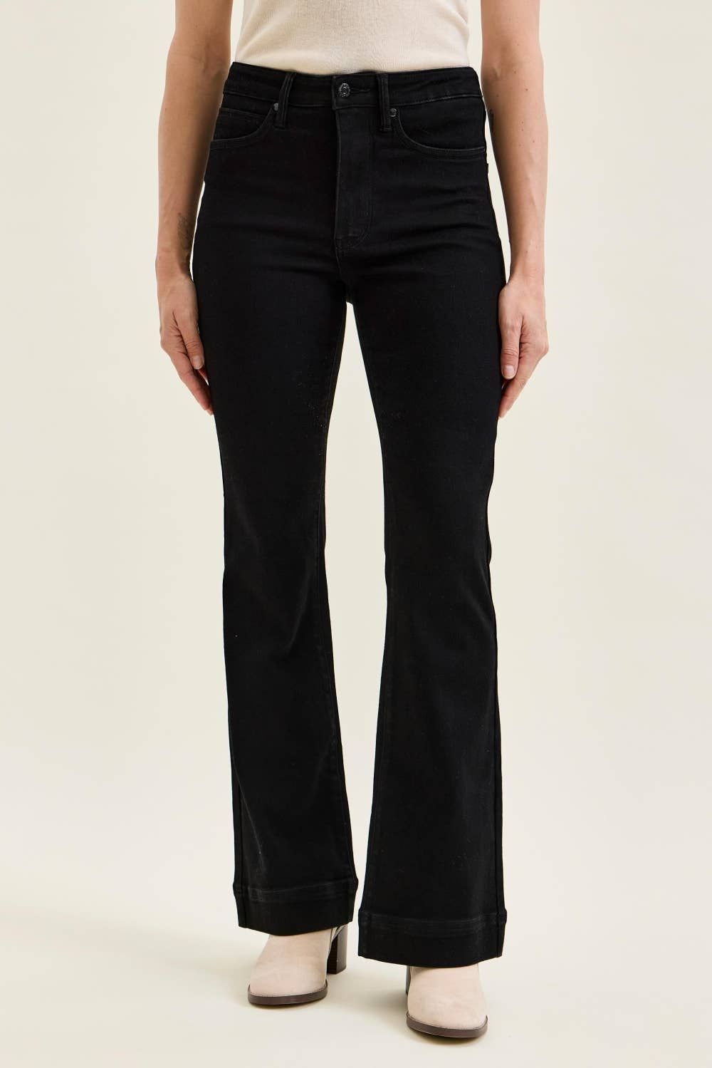 Judy Blue High-Waist Tummy Control Daisy Bootcut Black Jeans, Color: BK, Size: 5(27)