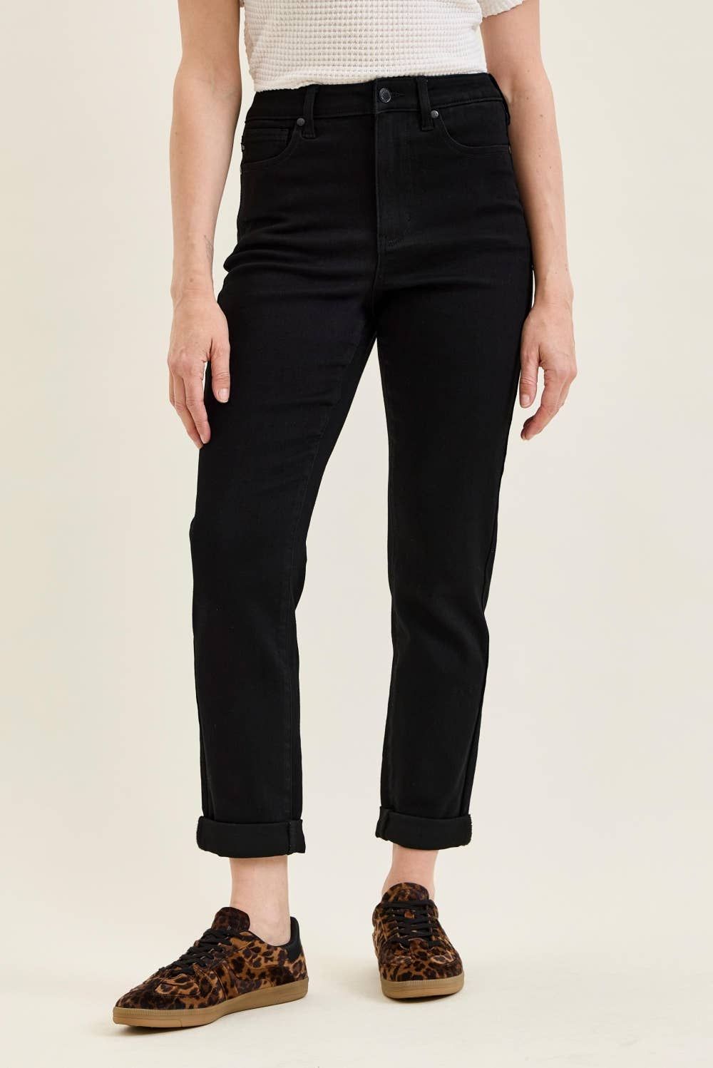 Judy Blue High-Waist Tara Girlfriend Black Jeans, Color: BK, Size: 3(26)