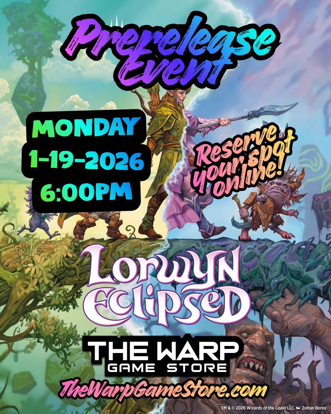1-19-26 6pm - MTG: Lorwyn Eclipsed Prerelease Pack