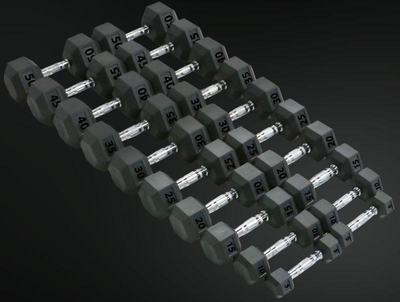 Hoist - Rubber Hex Dumbbell Set 5-50 lbs (Total 550 lbs)