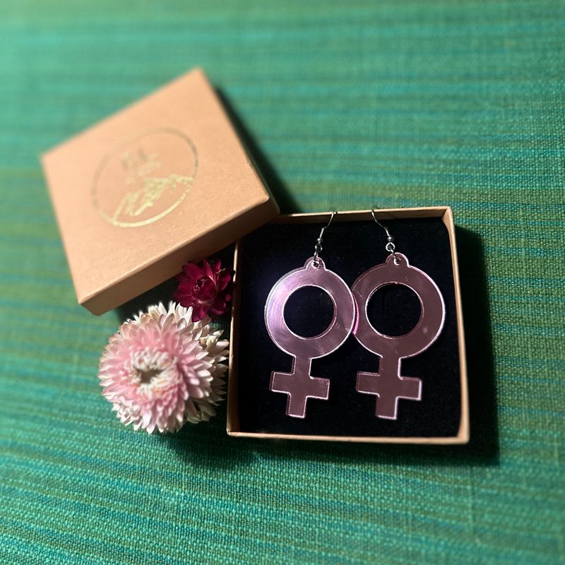 Kvinnotecken Rosa Akryl Spegelglas