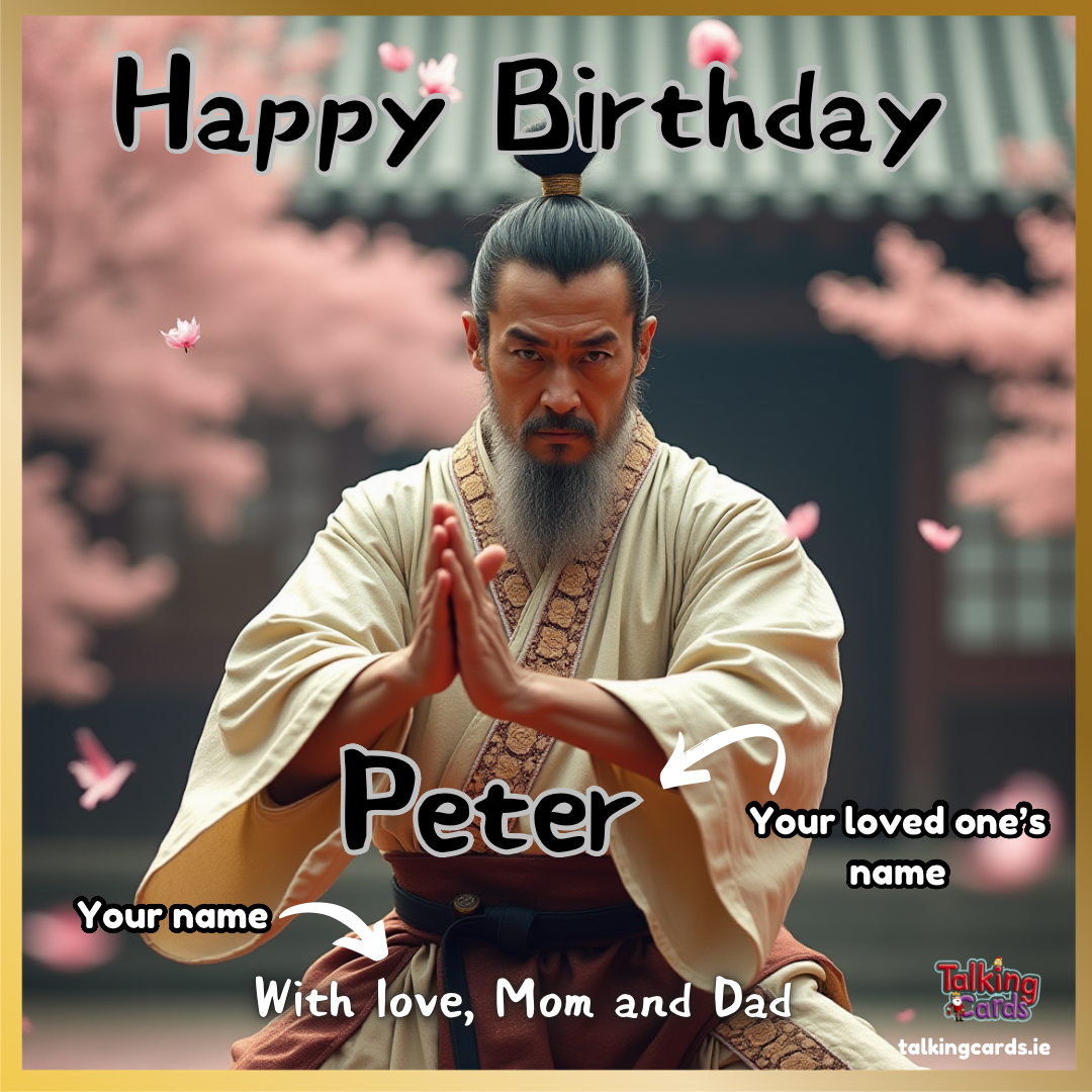 Karate Sensei Personalised Talking Birthday Card (Realistic)