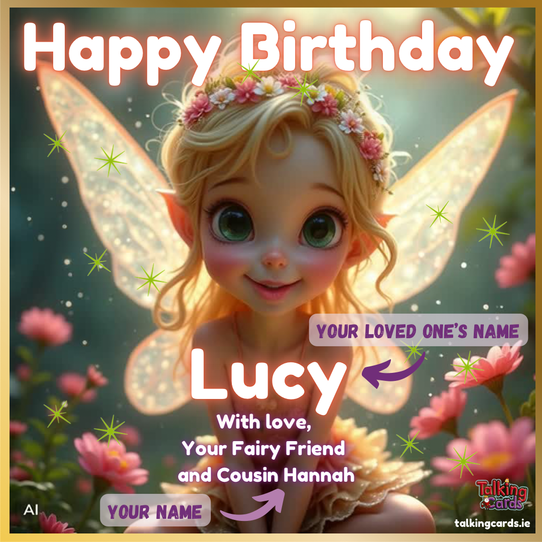 Magical Fairy Personalised Talking Card (Cartoon)