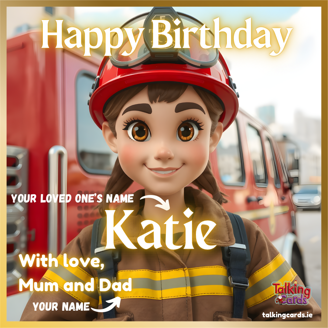 The Brave Firefighter Chloe Personalised Talking Card