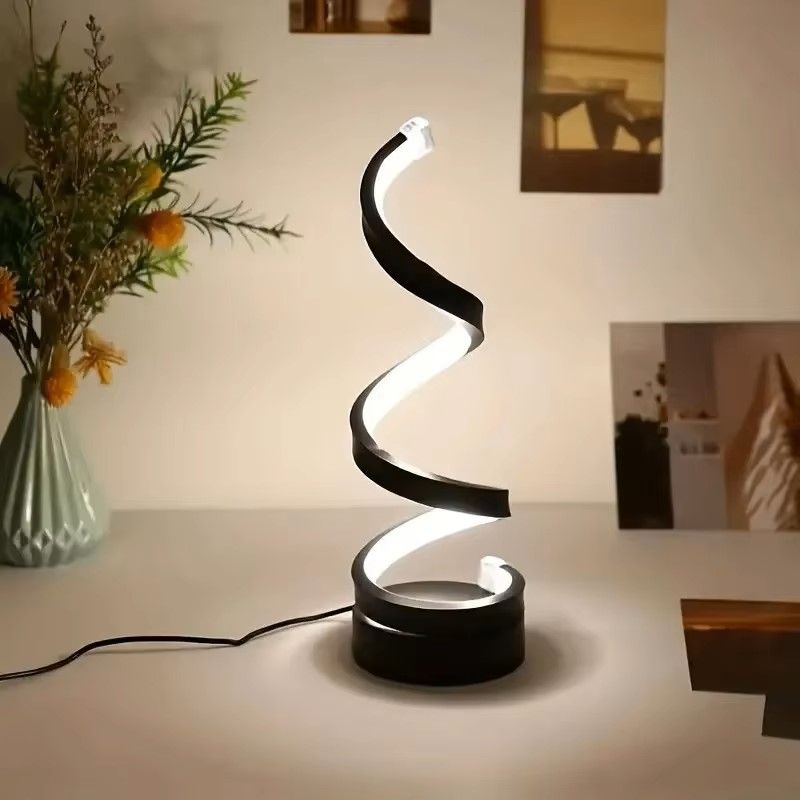 Lampe Spirale Led à poser - Métal + ABS, Dimmable, Intensité Variable, USB