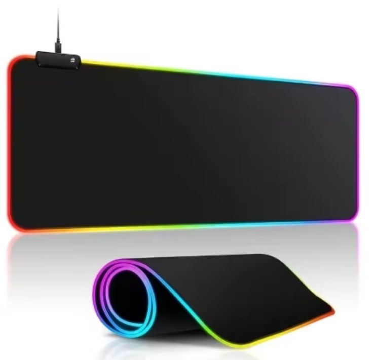 Tapis de souris gaming à Led 60x30cm, RGB 7 couleurs, Interrupteur tactile USB