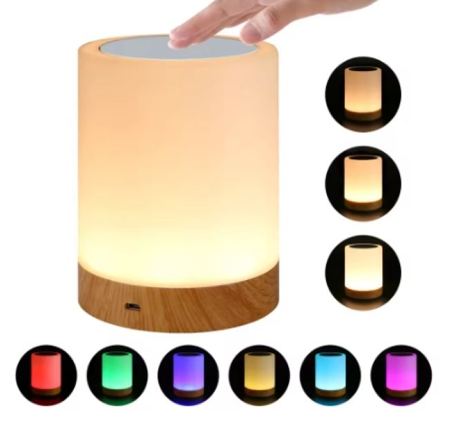 Veilleuse Lampe de Chevet LED Tactile réglable, Veilleuse pour Enfant, 16 Couleurs RGB, Intensité Variable, Rechargeable par USB