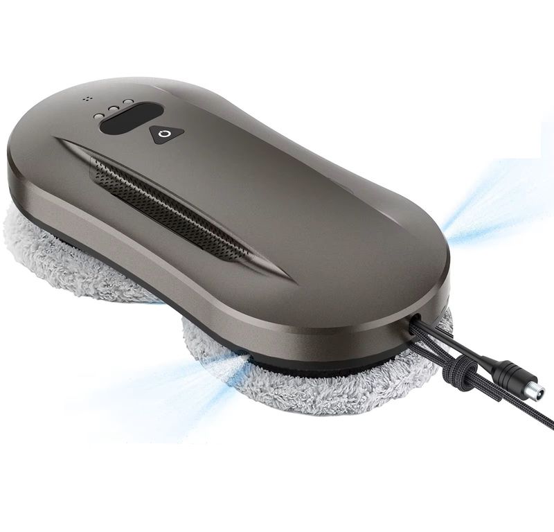 Robot Nettoyeur de Vitres Double Pulvérisateur, Robot Laveur de vitres, 5600 Pa, Télécommande, 10 Lingettes Lavables