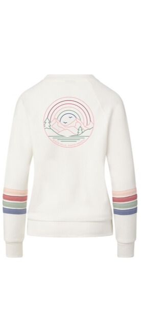 Ladies Ivory Black Hills Striped Crew Sweat