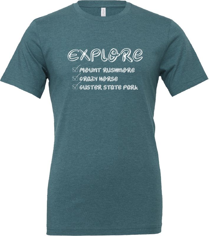 Heather Deep Teal w/EXPLORE: Mount Rushmore
