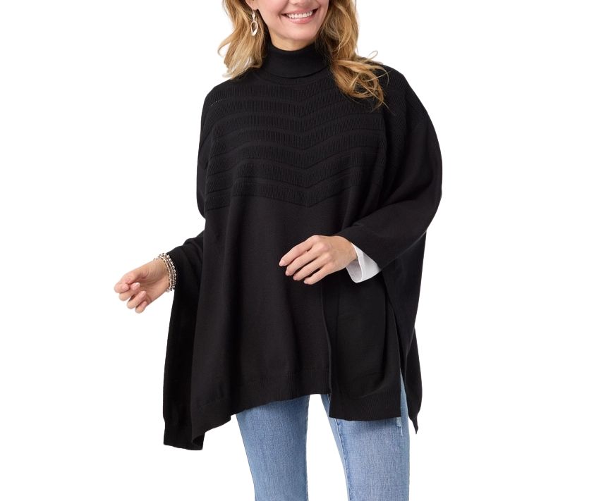 Selina Turtleneck Poncho Bk
