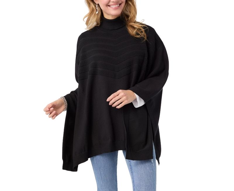 Selina Turtleneck Poncho Bk