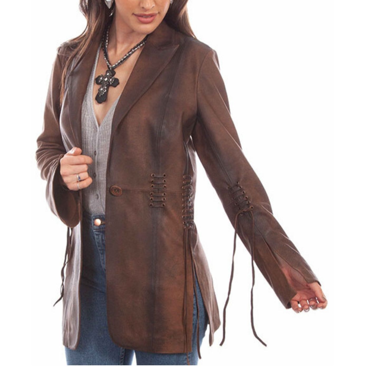 Long Leather Coat L1089
