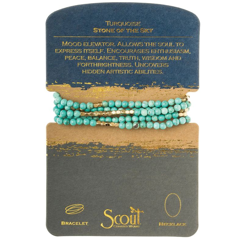 Stone Wrap Bracelet/Necklace Turquoise/gold-Stone