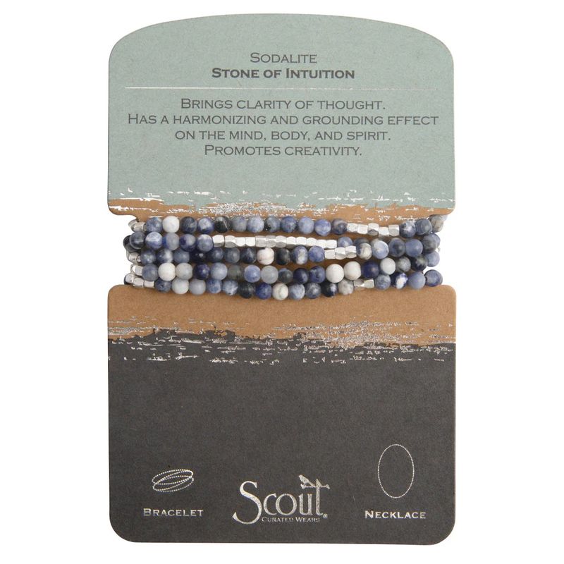 Stone Wrap Bracelet/Necklace Sodalite/Silver