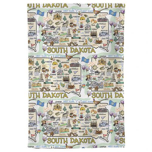 Fish Kiss SD Map Dish Towel