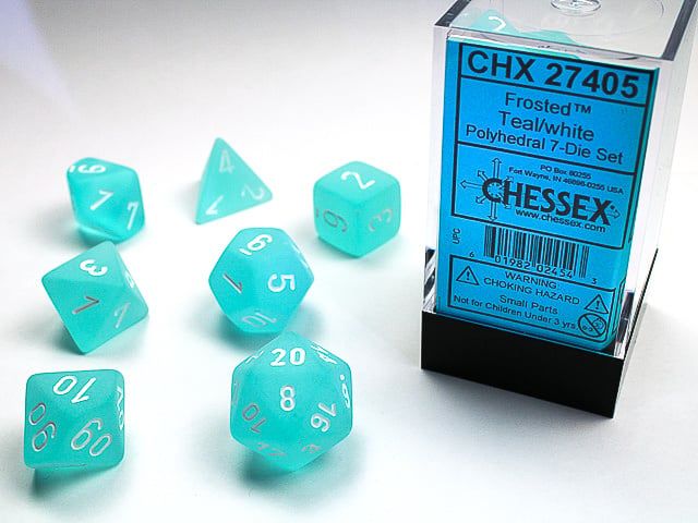 chx DICE SET 7 FROSTED TEAL