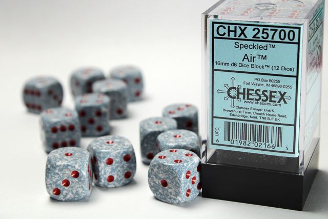 DICE SET D6 16mm SPECKLED AIR