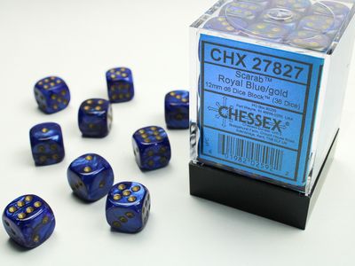 DICE SET D6 12mm SCARAB ROYAL BLUE w/ GOLD