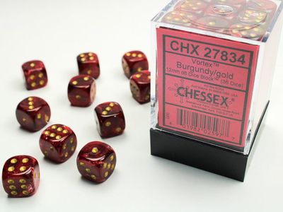 DICE SET D6 12mm VORTEX BURGUNDY w/ GOLD