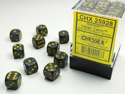 DICE SET D6 12mm SPECKLED URBAN CAMO