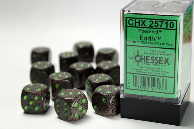 DICE SET D6 16mm SPECKLED EARTH