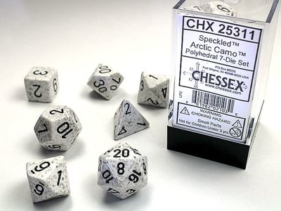 chx DICE SET 7 SPECKLED ARCTIC CAMO