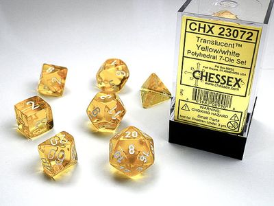 chx DICE SET 7 TRANSLUCENT YELLOW