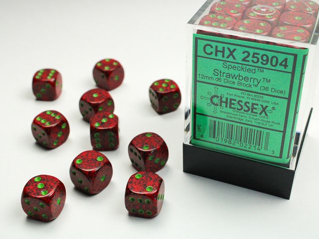 DICE SET D6 12mm SPECKLED STRAWBERRY