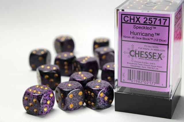 DICE SET D6 16mm SPECKLED HURRICANE