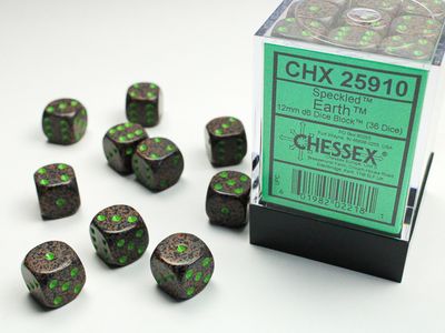 DICE SET D6 12mm SPECKLED EARTH