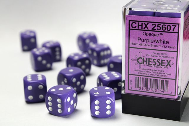 DICE SET D6 16mm OPAQUE PURPLE