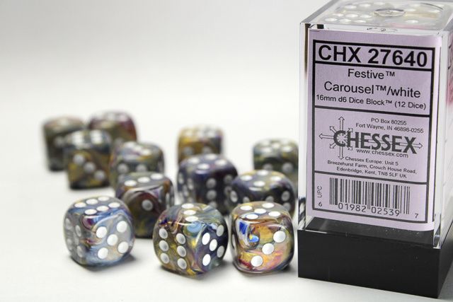 DICE SET D6 16mm FESTIVE CAROUSEL