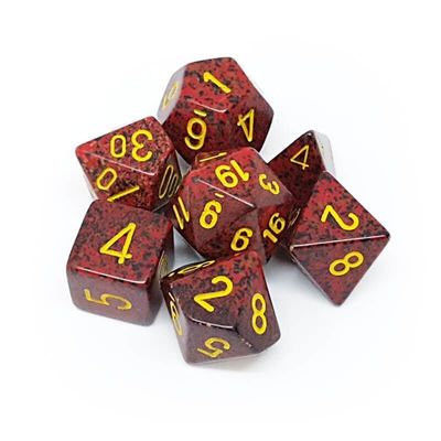 chx DICE SET 7 SPECKLED MERCURY