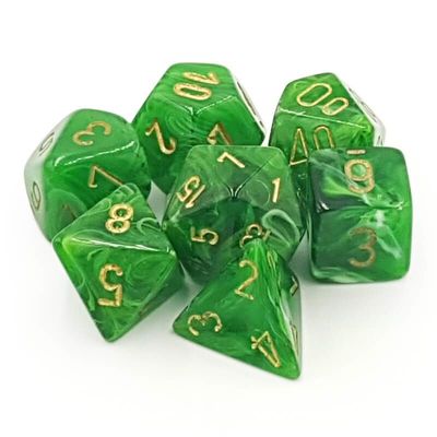 chx DICE SET 7 VORTEX GREEN w/ GOLD
