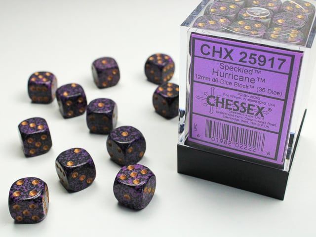 DICE SET D6 12mm SPECKLED HURRICANE
