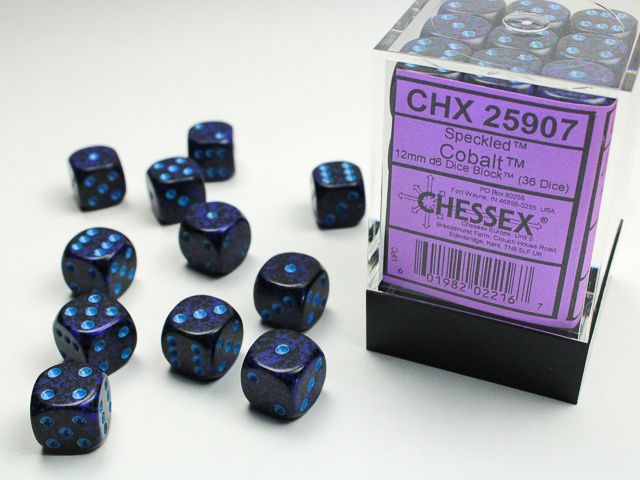 DICE SET D6 12mm SPECKLED COBALT