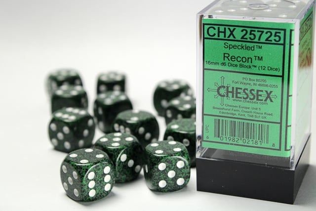 DICE SET D6 16mm SPECKLED RECON