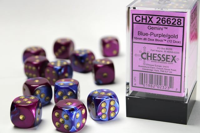 DICE SET D6 16mm GEMINI BLUE-PURPLE