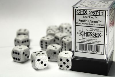 DICE SET D6 16mm SPECKLED ARTIC