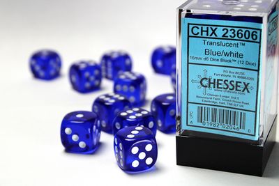 DICE SET D6 16mm TRANSLUCENT BLUE