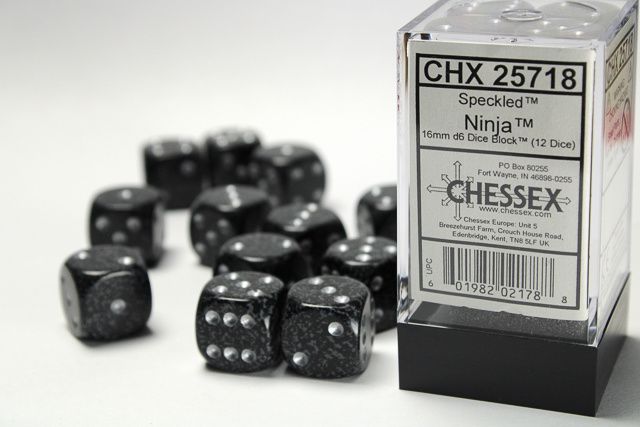 DICE SET D6 16mm SPECKLED NINJA
